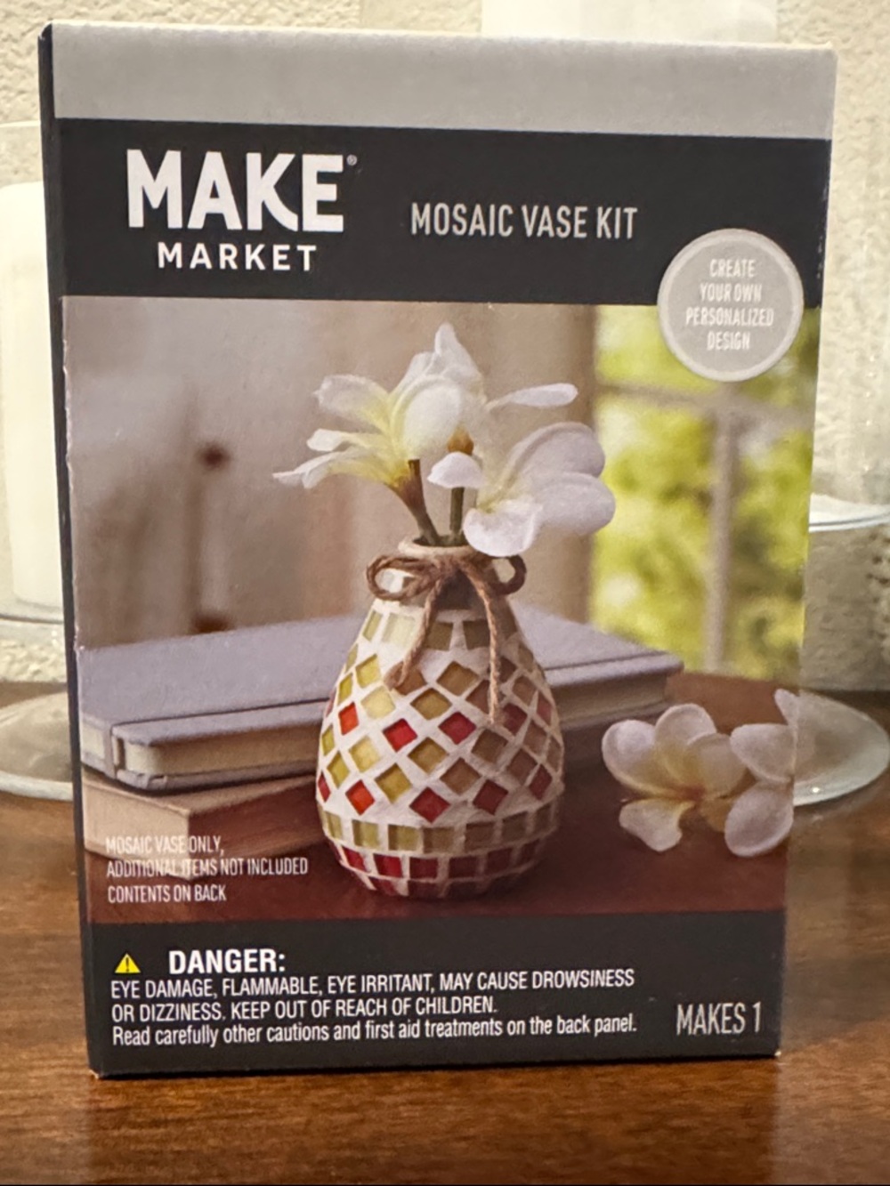 Makers Market Mosaic Vase Kit - White, Red, Yellow, Green
